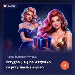 Sierpniowe ekskluzywne ulepszone bonusy w V.Vegas
